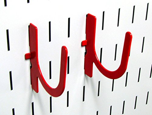 Image of Wall Control Pegboard Accessory U-Shaped Slotted Metal Hook Red (Pack of 2)
