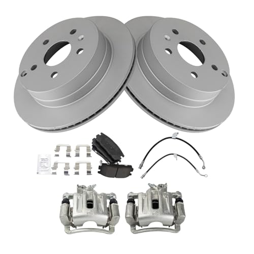 Image of TRQ Rear Brake Pad & Rotor Kit Semi-Metallic Premium G-Coated Compatible with 2017 Chevrolet Equinox GMC Terrain