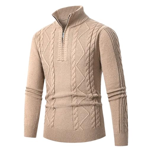 Men Winter Knit Pullovers Korean Style Slim Fit Knitted Half Zipper Sweater
