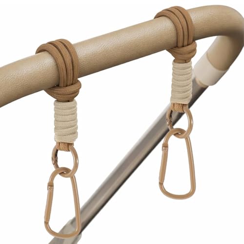 2 Ganchos Para Cochecitos De Bebé Fabricados En Malla Y Cordón, Soporte Universal Para Bolsos Y Organizador Para Sillas De Paseo Y Cochecitos De Bebé, Color: Marrón.