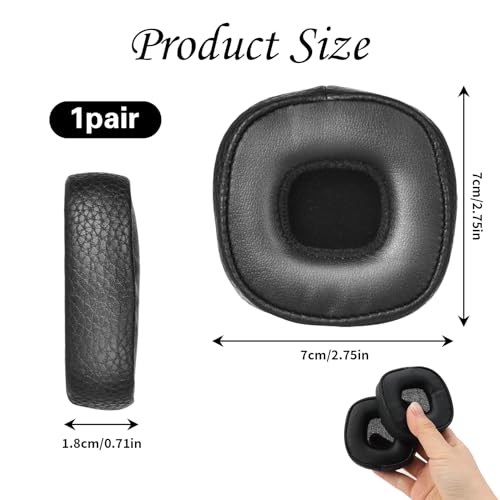 1 Paar Ohrpolster Für Marshall Major III, Memory Foam Protein Leder-Ohrpolster, Ersatz Ohrpolster Für Marshall Major 3 Kabelgebundene/Kabellose Bluetooth-On-Ear-Kopfhörer, Schwarz