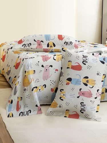 Image of Weave & Decor Cotton Feel Kids Bedsheet Double Bed 90x90 inches, Soft Fabric, Includes 2 Pillow Covers 20x30 inches