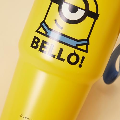 Image of MINISO Minions Travel Tumbler Stainless Steel Cup 17 oz with Strap Vacuum Insulated Water Bottle with Lid and Straw Coffee Cup Holder Compatible BPA-Free Mug for Adults and Kids School Office Home