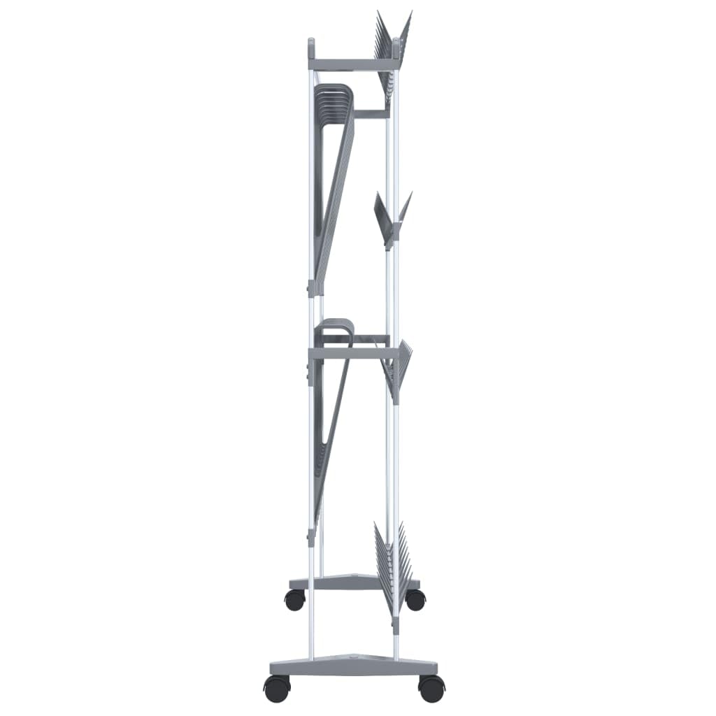 Schuhregal mit Rollen Silber 89x27x120 cm - Mobiler Schuhständer aus Aluminium für 40 Paar Schuhe und 10 Paar Stiefel - Platzsparende Schuhablage für Flur und Diele