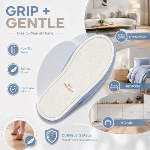 AWFI House Slippers for Women, Open Toe Waffle Indoor Slippers with Anti-Slip Rubber Sole, Soft Summer Home House Shoes — view 4