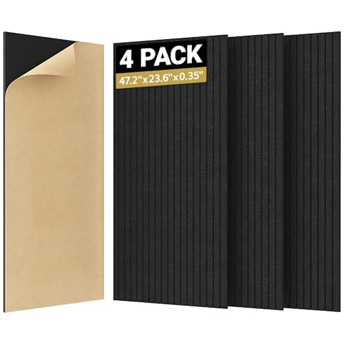 Image of TONOR 4 Pack Large Acoustic Panels,47.2 inch X 23.6 inch X 0.35 inch Acoustical Wall Panel, Self-Adhesive Sound Proof Panels, Decorative Soundproof Wall Panels for Echo Absorption for Home Studio Office, Black