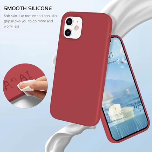 Image of DIZORO Microfiber Candy Case Compatible for iPhone 12 Smooth Touch Cushion Liquid Soft Silicone Gel Rubber Phone Cases Non-Slip Full Body Protective Shockproof Back Cover (Hibiscus)