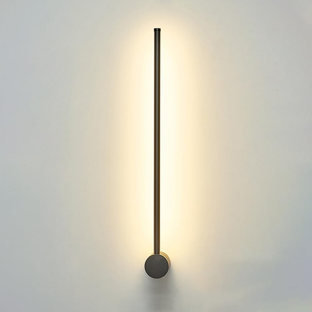 Aplique de pared LED lineal negro de 60cm con luz cálida y rotación de 350 grados