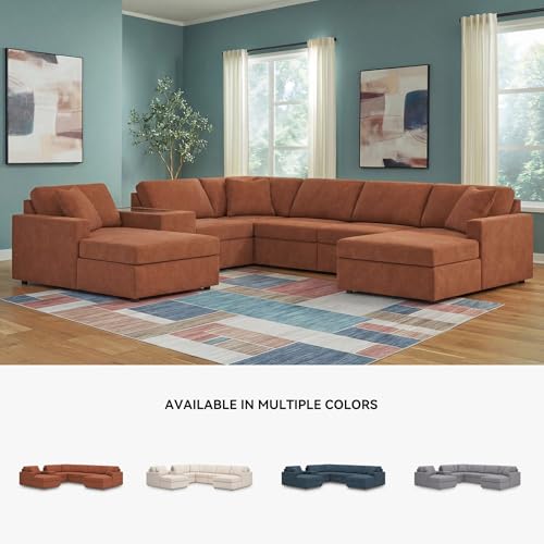 Image of Signature Design by Ashley 7-Piece U Shaped Sectional, Orange