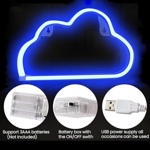 Image of LED Neon Light Sign Moon Star Heart Night Light for Kids' Bedroom Wall Art Romantic Christmas Birthday Gift