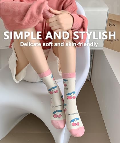 Image of IIG Women's Fashion Cute Cotton Socks Novelty Funny Above Ankle Crew Socks Holiday Gifts for Women 4 /5 Pairs