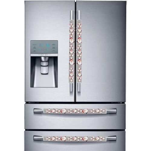 Miaowater 4 PCS Refrigerator Door Handle Covers Kitchen Appliance Decor Handles Anti-Skid Anti-Static Protector Fridge, Dishwasher Oven Keep Off Fingerprints,Food Stains (Christmas Grey)