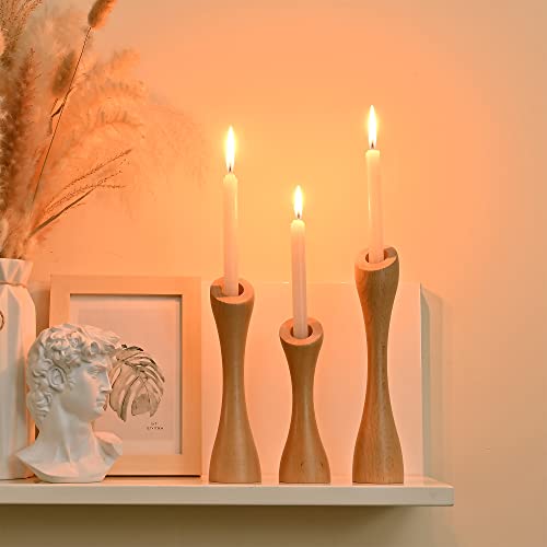 Yorkmills Wooden Candlestick Holders Set Of 6, Farmhouse Decor Living Room Wood Taper Candle Holder For Table Centerpiece, Wedding Candle Stick Holder Rustic Home Decor Kitchen Dining Room Table Decor #TOP9