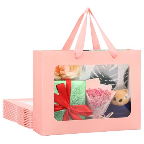 Sacs cadeaux roses avec fenetre emballage de mariage emouvant