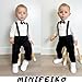MINIFEIKO 12-18 Months Baby Boy Gentleman Outfit Infant Boys Suit Suspender Outfit Black