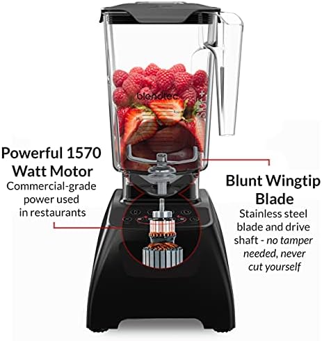 Blendtec Classic 575 Blender - WildSide+ Jar (90 oz), Recipe Book, and Spoonula Spatula BUNDLE - Professional-Grade Power - Self-Cleaning - 4 Pre-programmed Cycles - 5-Speeds - White