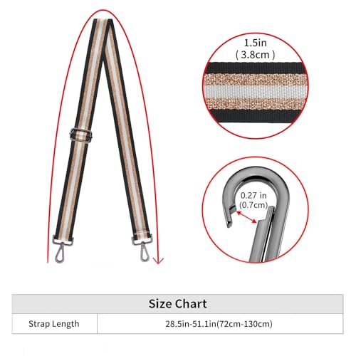Image of ZOOEASS Nickel Buckles Wide Shoulder Strap Adjustable Replacement Belt Gun Buckles Guitar Style Crossbody Bag Strap