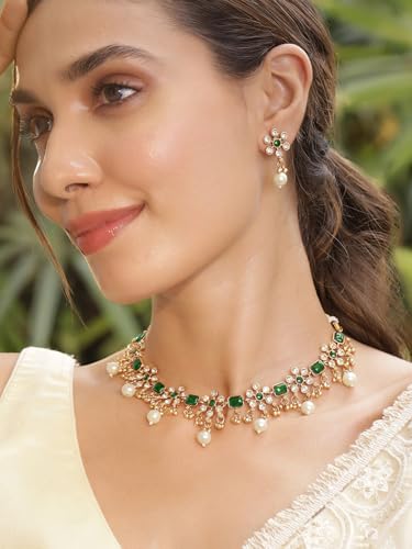 Image of Rubans Necklace Set Gold Plated Traditional Stylish Jewellery Gift for Women & Girls