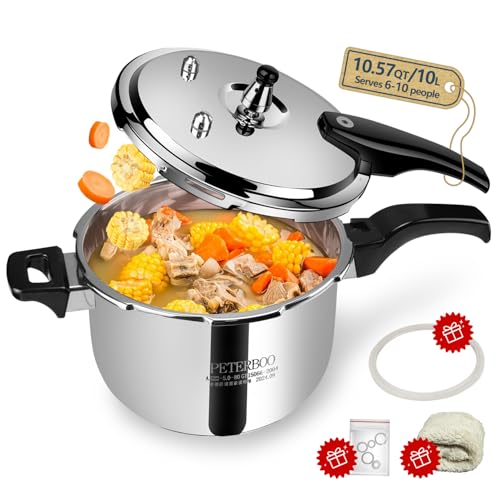 Image of Premium 10.57 Quart Stainless Steel Pressure Cooker, Commercial Grade Luxury Cookware, Brand Quality Durability, Professional Performance for Large Families & Events
