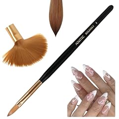 100% Kolinsky Pennello per Unghie Acriliche,Aokitec Pennello per Unghie Nail Art con Peli di Zibellino a Testa Rotonda Manico in Legno per Disegno in Gel UV Decorazione Uso Domestico o in Salone(8#)