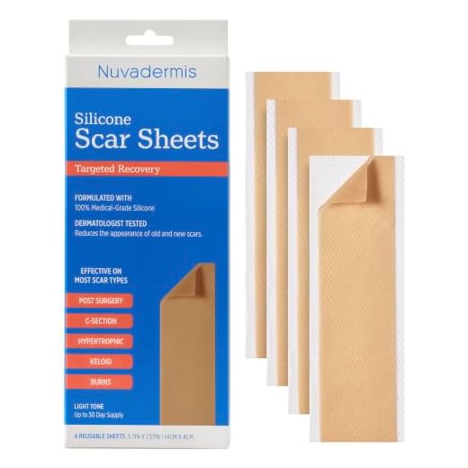 NUVADERMIS Silicone Scar Sheets, Tape, Strips - USA Tested - Healing Keloid, C-Section, Tummy Tuck - As Surgical Cream, Gel, Patch, Bandage, Pad - Surgery Scars Treatment - 4 Pack 5.7"x1.57"