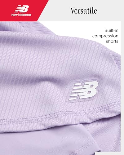 Image of New Balance Girls 2-Piece Performance Short Sleeve T-Shirt & Athletic Skort | Moisture-Wicking Fabric, Keyhole Back, Built-In Shorts Coverage, Elastic Waistband, Tennis & Golf Ready, Sizes 7-12