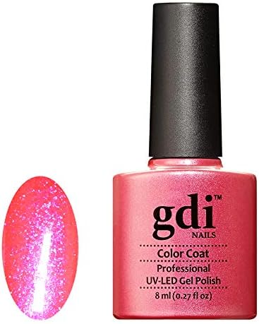 R02 Coral Diva - Hot Coral Pink Shade With Reflective Blue Glitters - UV LED Soak Off Gel Nail Polish Varnish - Shimmer Glitter Range - 8ml - ***REQUIRE UV/LED LAMP TO CURE DRY GEL POLISH***