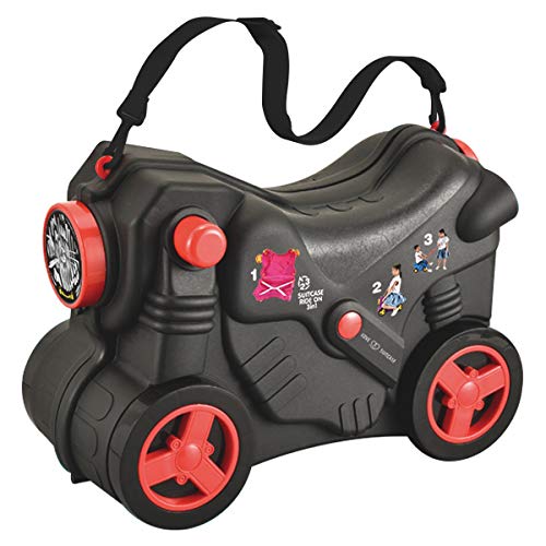 Preisvergleich Produktbild Doubleblack Kinderkoffer und Spielzeug 2 in 1 Kindergepäck Handgepäck für Kinder Motorradmodellierung mit 4 Rädern - Schwarz