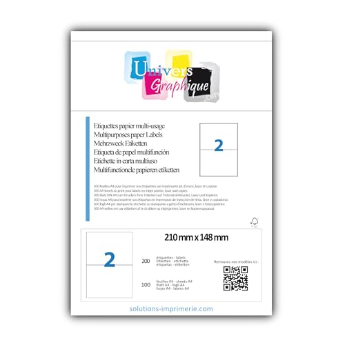 100 PLANCHES DE 2 ÉTIQUETTES | 200 ÉTIQUETTES POUR COLISSIMO | MONDIAL RELAY | POINT RELAIS | COLISSIMO | UPS | DHL | CHRONOPOST | GLS | COMPATIBLE MON...