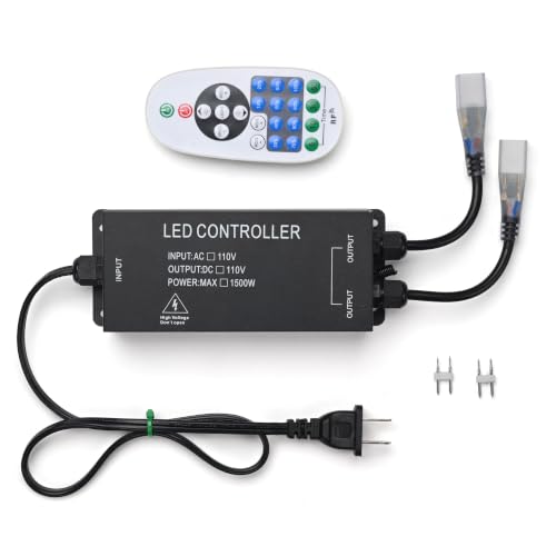 Image of Yescom 1-to-2 Receiver Remote Control for 2-Pin BiLume Neon Rope Light | 110-120V AC, Receiver box & Y-splitter power cord, Control both warm white neon flex lights, Easy plug-and-play install
