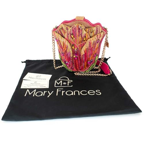 Image of Mary Frances Treasured Tulip Beaded Flower Shape Crossbody Novelty Handbag, Pink