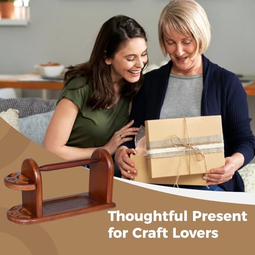 Image of Wooden Yarn Holder, Yarn Ball Spinner for Crocheting, Crochet Yarn Dispenser with Slots, Embroidery Yarn Rack Stand for Knitting, Present for Knitting Lovers