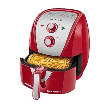 Fritadeira Sem Óleo Air Fryer 6L, Mondial, Vermelho/Inox, 1900W, 110V - AFN-60-RI