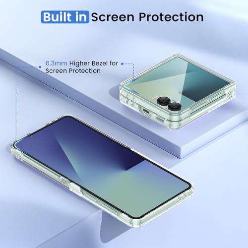 Image of Ruky for Samsung Galaxy Z Flip 7 Case, Support Wireless Charging, Clear | Full Body Cover Hard PC Ultra-Thin Shockproof, Support Wireless Charging Protective Phone Case for Galaxy Z Flip 7, Clear