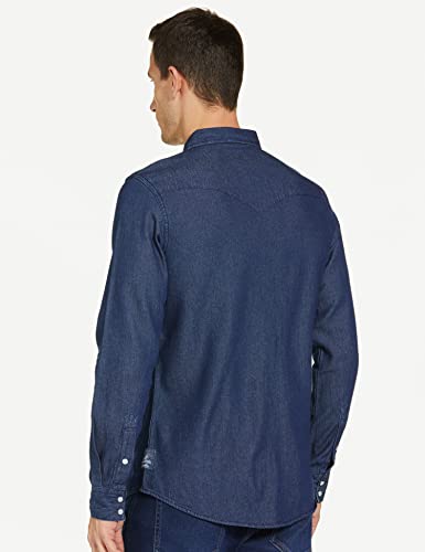 Image of Amazon Brand - Symbol Men's Cotton Slim Fit Denim Shirt | Casual | Plain | Full Sleeve | Summer (Available in Plus Sizes)