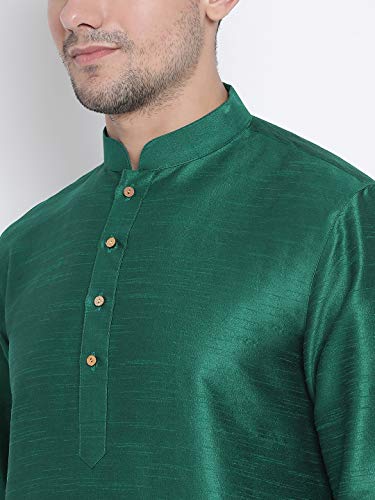 Image of VASTRAMAY VM Mens Silk Blend Kurta Pyjama Set - Classic Ethnic Attire for Timeless Style and Cultural Celebrations | Soft Comfortable Solid Full Sleeves Kurta and Churidar Pyjama Set