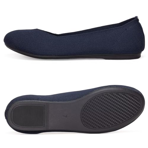 Image of Frank Mully Women's Ballet Flats Round Toe Walking Flats Slip On Work Shoes Knitted Flats Shoes for Woman Soft Lightweight