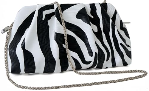 Image of Women's Clutch Purse,Evening Bag for Women Ruched Clutch Purse Detachable Metal Chain Crossbody Bag
