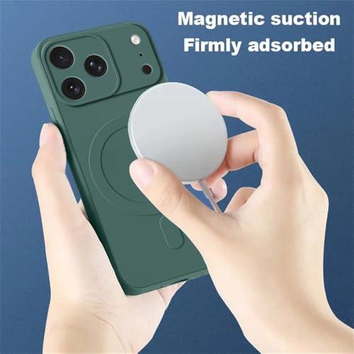 Coque silicone liquide magnétique grise pour iPhone 16 Pro Max