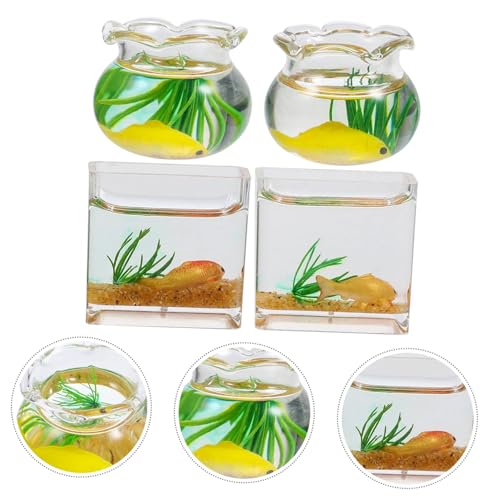 HONMEET 4 Pcs Mini Koi Aquário De Vidro Em Miniatura Modelo De Mini Aquário Aquários Em Miniatura Pa