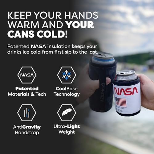 Image of PHOOZY Insulated Can Cooler for 12 oz Cans - Patented Drink Sleeve with NASA-Inspired Technology - Keeps Beer, Soda & Sparkling Water Cold Longer - Lightweight Outdoor Can Holder - Space White
