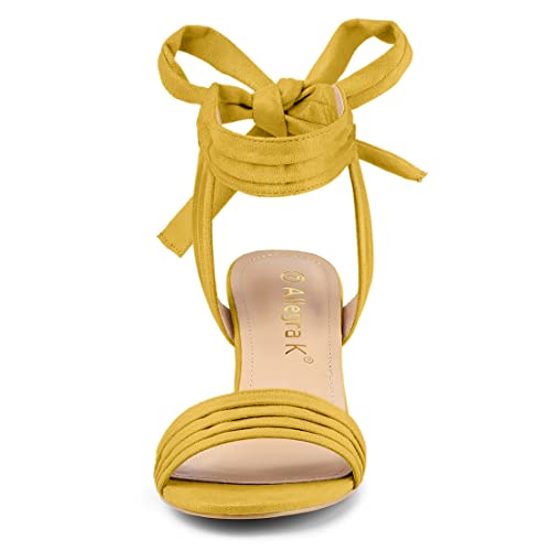 Image of Allegra K Women's Open Toe Ankle Tie Back Block Heels Sandals