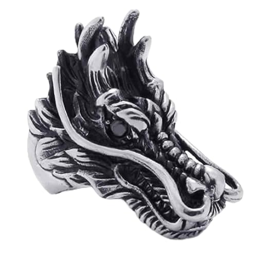 Bague biker dragon pour homme style punk gothique anneau vintage acier inoxydable