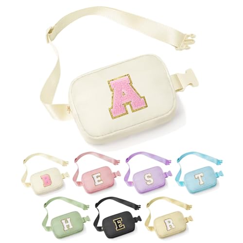 yoolife 4 5 6 7 8 9 10 11 12 year old girls birthday gifts initial fanny pack crossbody bag purse for teen girl belt bag beige a