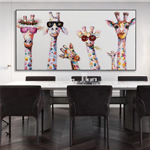 Lienzo de jirafas graffiti de 50x100 cm sin marco para pared infantil
