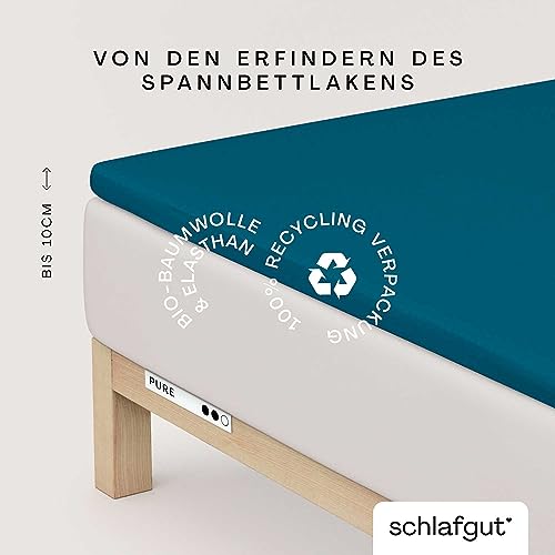 schlafgut Pure Topper Spannbettlaken 180x200 cm Bio-Baumwolle, Petrol Deep – Ansicht 2