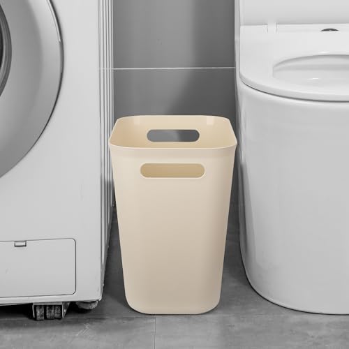Image of UUJOLY Plastic Small Bathroom Trash Can Wastebasket, 3.5 Gallon, Beige