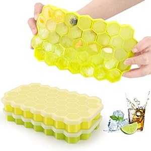 Aspiree Eiswürfelformen, 2 Packs Eiswürfelschale Silikonform mit Deckel Eisformen BPA Frei, Flexible Antihaft Eiswürfelbehälter, Platzsparend und stapelbar