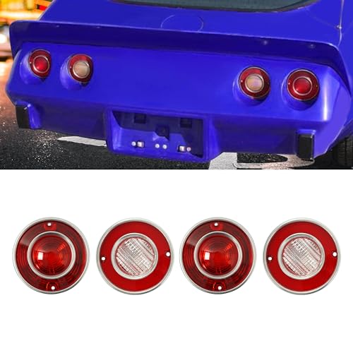 HECASA Pair Tail Light+Backup Light Assembly Compatible with 1975-1979 Chevy Chevrolet Corvette C3 Rear Taillight Tail Lamp Reverse Lights Set Driver & Passenger Side (Red Lens) by HECASA - Used condition - Image 9