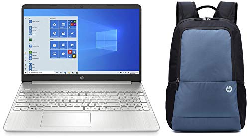 Image of HP 15 10th Gen Intel Core i5 Processor 15.6-inch FHD Laptop (8GB /1TB HDD /Win 10 Home /MS Office /Finger Print Reader /Natural Silver), 15s du1034TU and Bag Combo